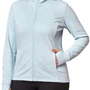 Mondetta Women Plus Size 2X Halogen Blue Full Zip Jacquard Jacket Sweatshirt NWT
